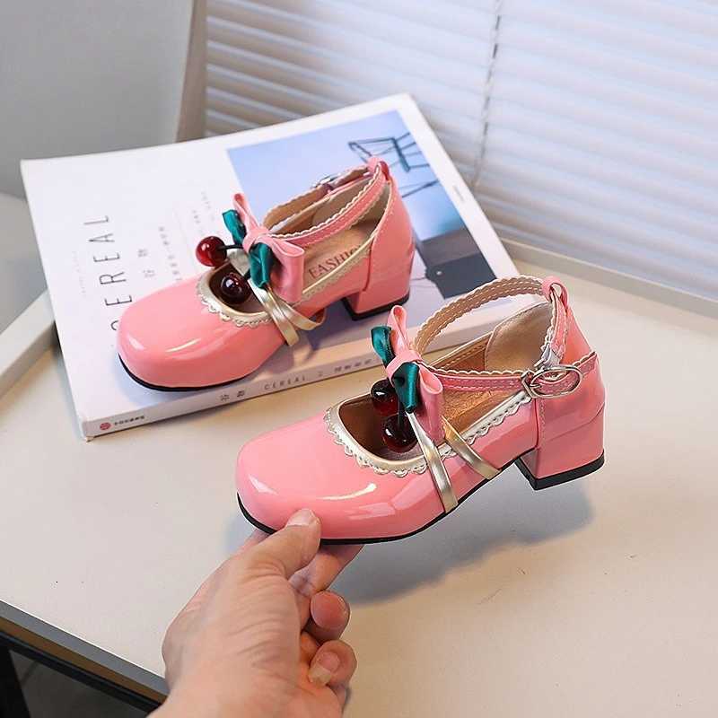 Spring Autumn Girl Leather Shoes Mary Jane Chic Bowknot Children Fashion High Heel Shoes Wedding Party Kids Princess Dress ShoesW251121