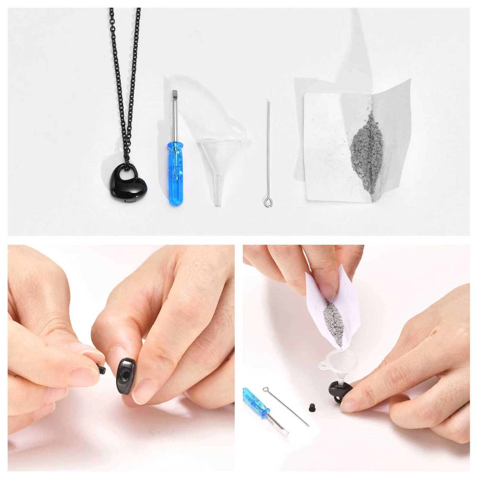 Openable Heart-shaped Ashes Urn Pendant Necklace Stainless Steel Jewelry Funeral Cremation AccessoriesXJ251121