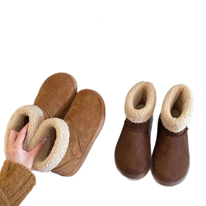 style womens flat nonslip thicksoled snow boots fashion versatile plush thickened warm cotton shoes 251121