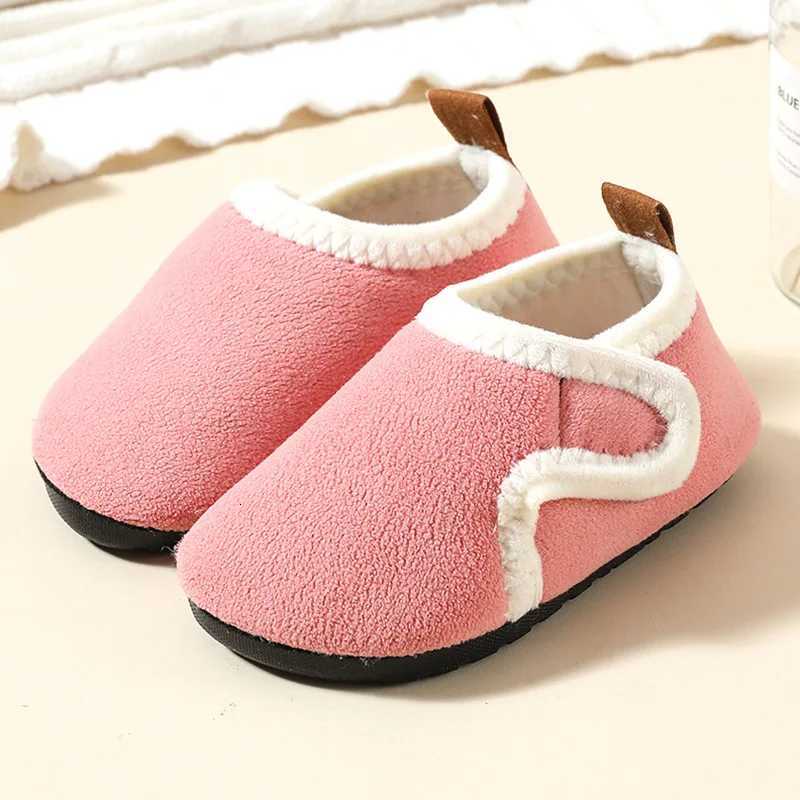 Autumn Winter Indoor Kids Shoes Anti Slip Soft Sole Children Floor Shoes Boys Girls Plush Warm Cotton Slipper Solid Home ShoesW251121
