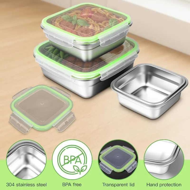 350/550/850m Stainless Steel Lunch Box Refrigerator Sealed Storage Box Portable Food Containers Leak-proof Microwave Bento BoxesM251121