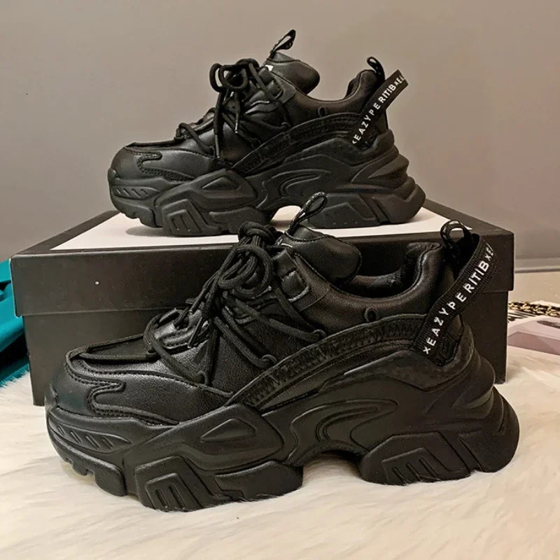 Platform Sneakers for Women Fashion White Lace Up Running Shoes Casual Comfortable Round Toe Chunky Sport Zapatos De Mujer 251121