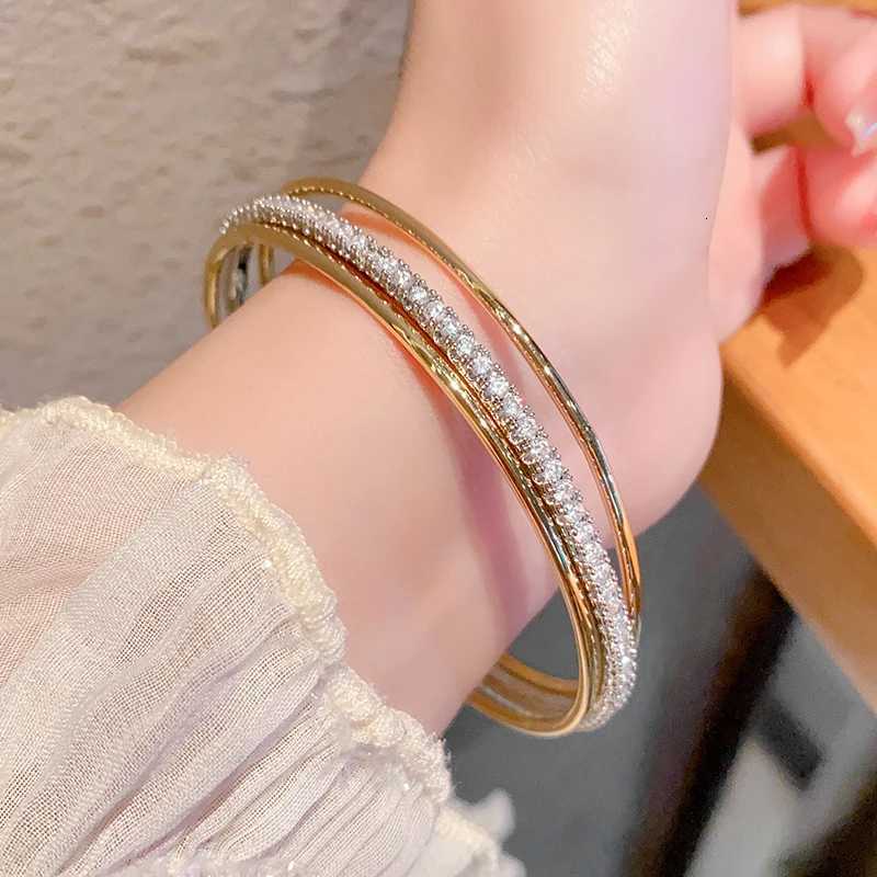 Trendy fashion 18 k gold plated brass jewelry skeleton court style THREE PCS SET bangle bracelet for womanW251121