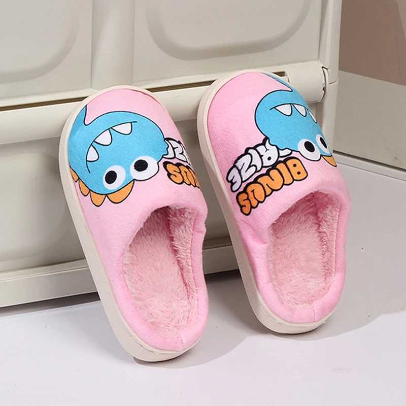 Childrens Cartoon Dinosaur Pattern Slippers Boys and Girls Cute Plush Shoes Warm Shoes Suitable for Autumn and Winter IndoorW251121