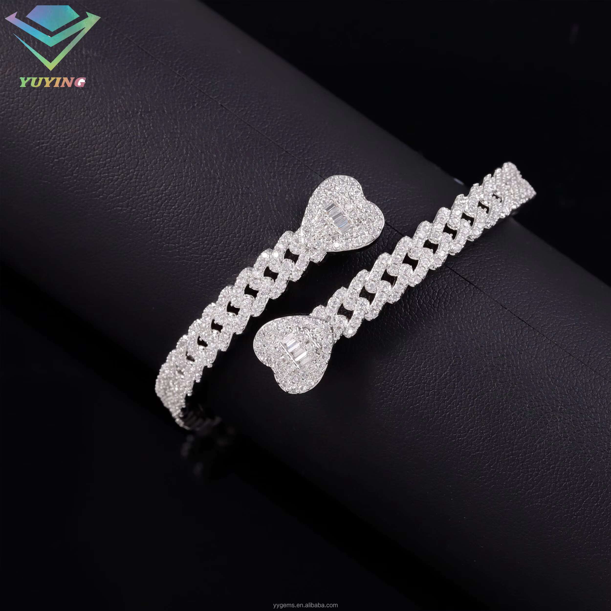 New Custom Design Baguette Moissanite Diamonds S925 Sterling Silver Bangle Unisex Bracelet Jewelry