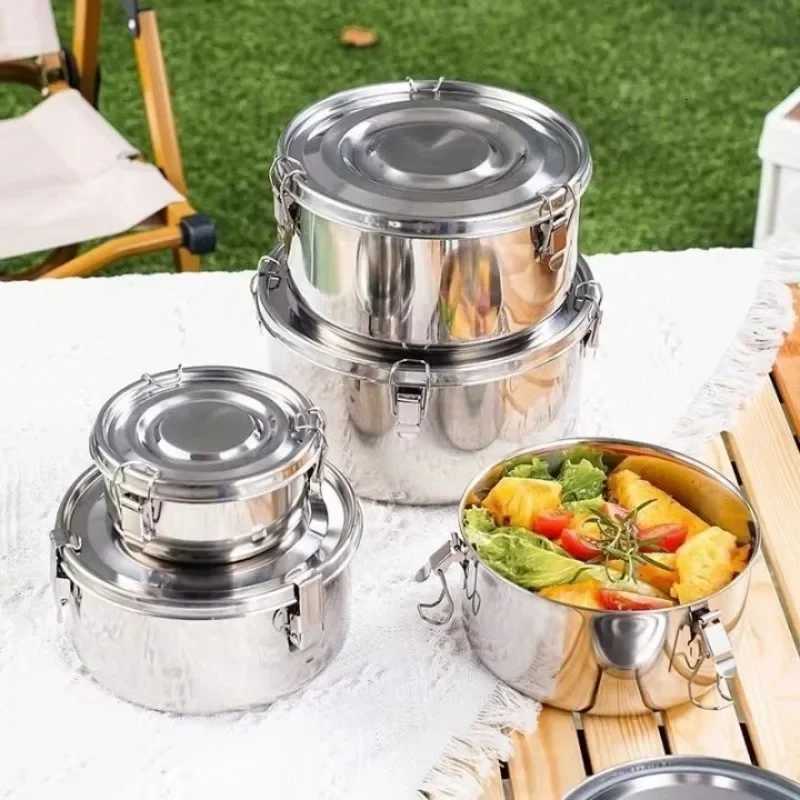 3/1PCS Stainless Steel Round Lunch Box with Lid Portable Leak-Proof Bento Boxes Food Storage Container Camping Picnic ContainersM251121
