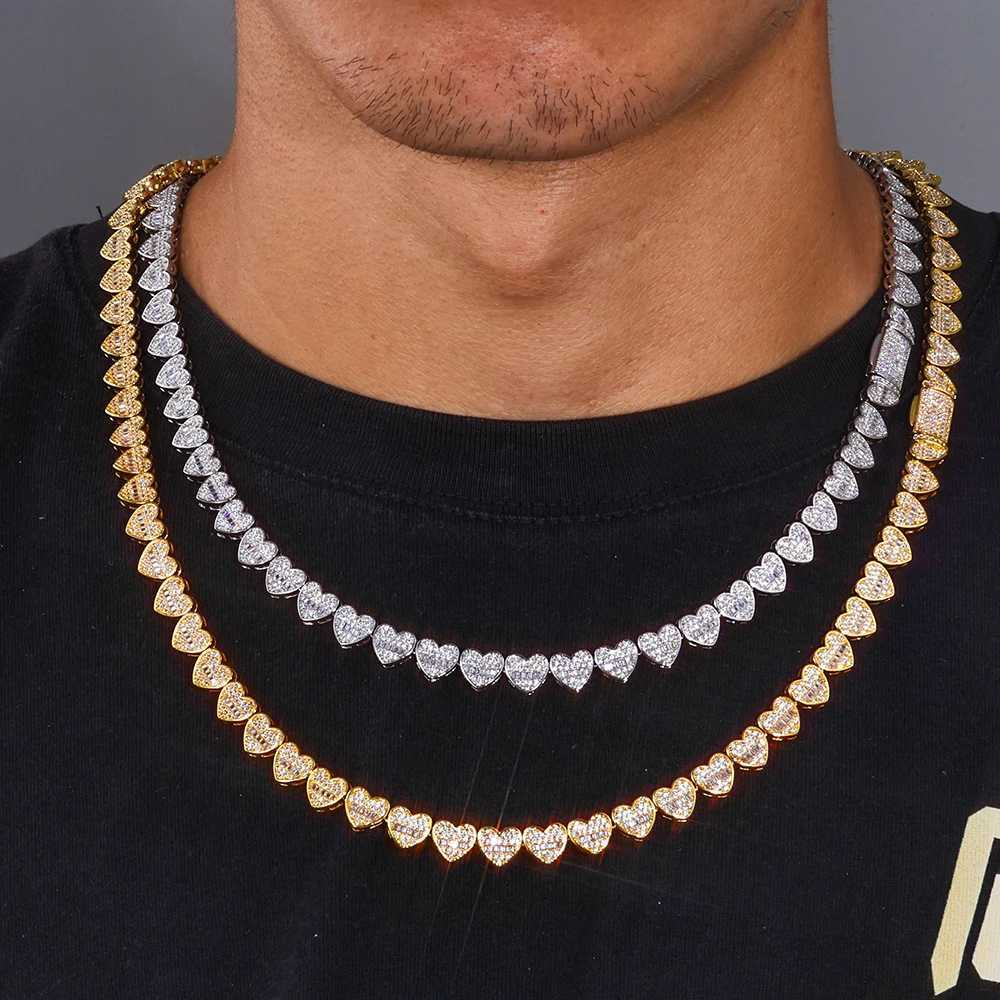 ESKEEM Jewelry New Trendy Iced Heart Baguette CZ Necklace Heart Shaped Tennis Chain for Woman Birthday GiftXJ251121