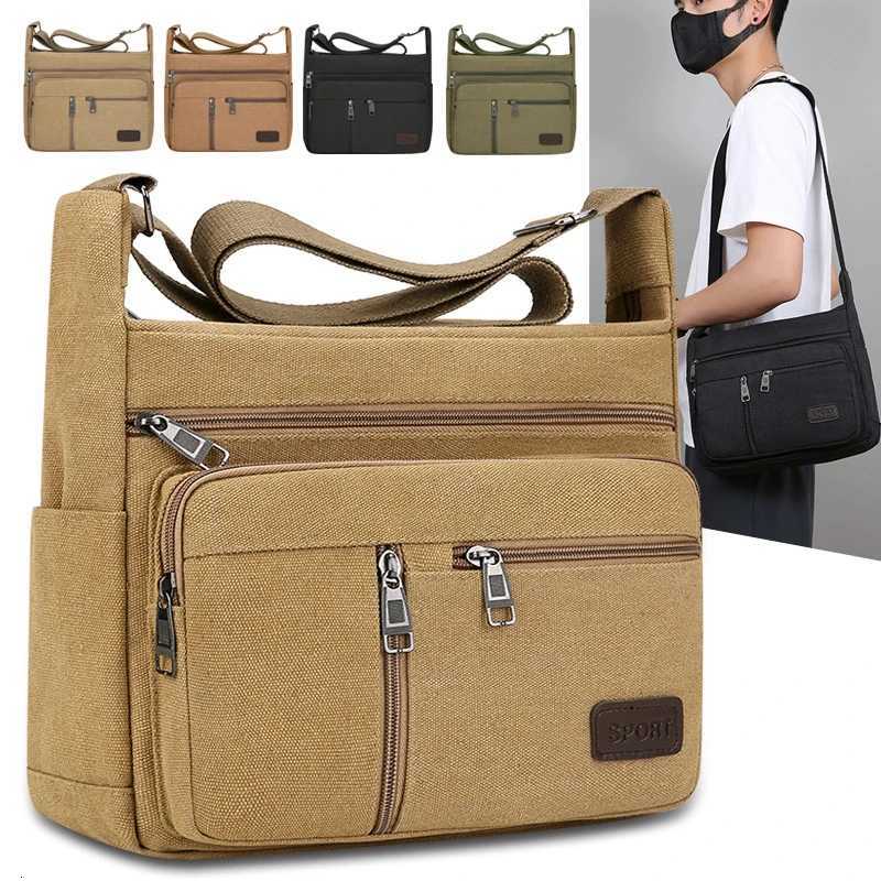 Canvas Shoulder Bag Bottle Men Women Casual Simple Fashion Retro Crossbody Cross Square Multi LayeredT251121
