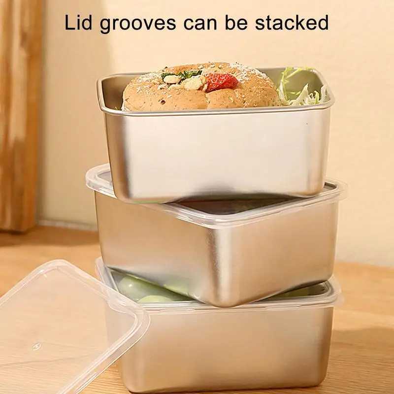 Snack Container Dinner Box Metal Bento Lunch Box Stainless Steel Anti Leak Bento Box For Refrigerator Storage Box With LidM251121