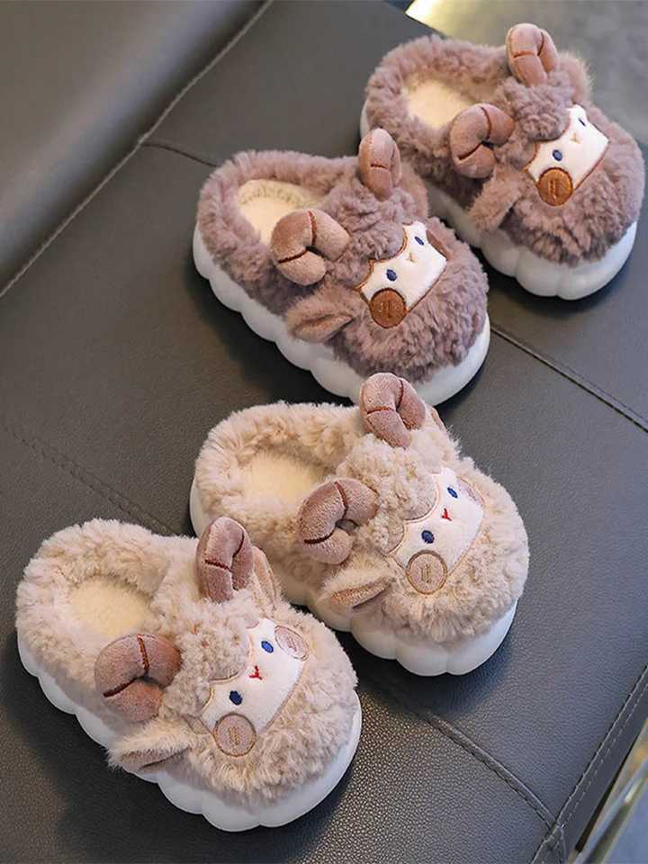 Childrens Cotton Slippers 2025 New Girl Rabbit Spring Home Use Thick Bottom Indoor Warmth Boy Bag HeelW251121