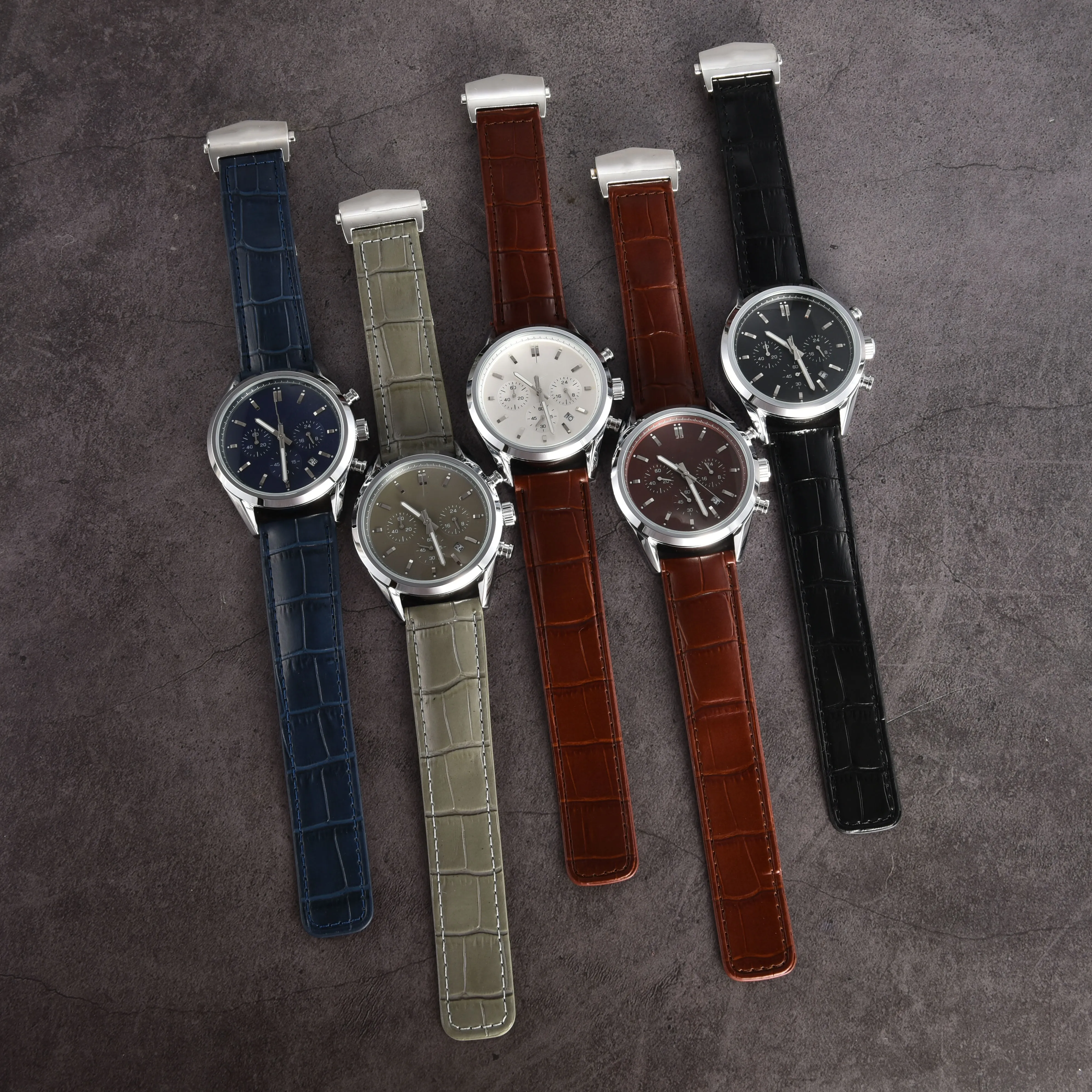 Men's waterproof designer Watch Leather strap orologio Quartz Watch TA6675