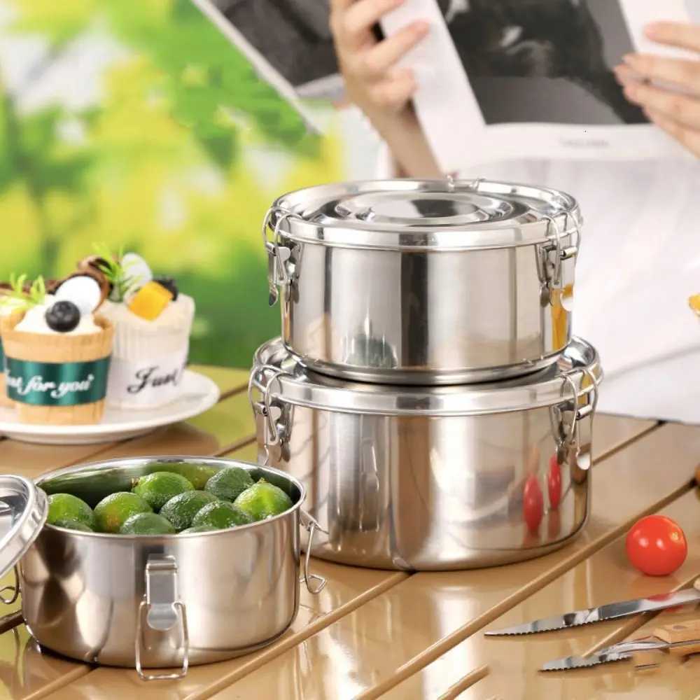 High Quality 304 Stainless Steel Lunch Box Sealed Round Fresh-keeping Box Leak-proof Large Capacity Storage Box PicnicM251121