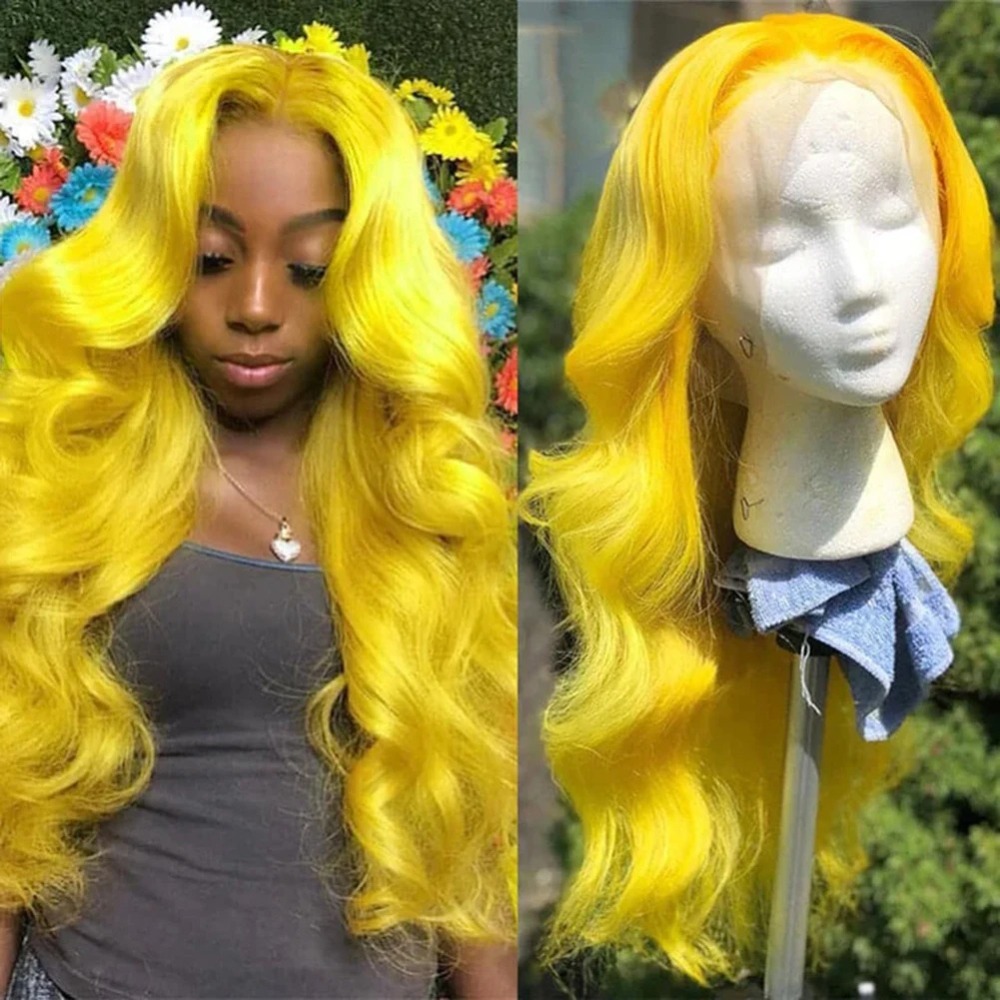 Yellow Wig 40 44 Inches Body Wave Human Hair Wigs 13x4 13x6 HD Lace Frontal Wigs Straight Lace Closure Wig Pre Plucked Glueless Ready To Wear for Women