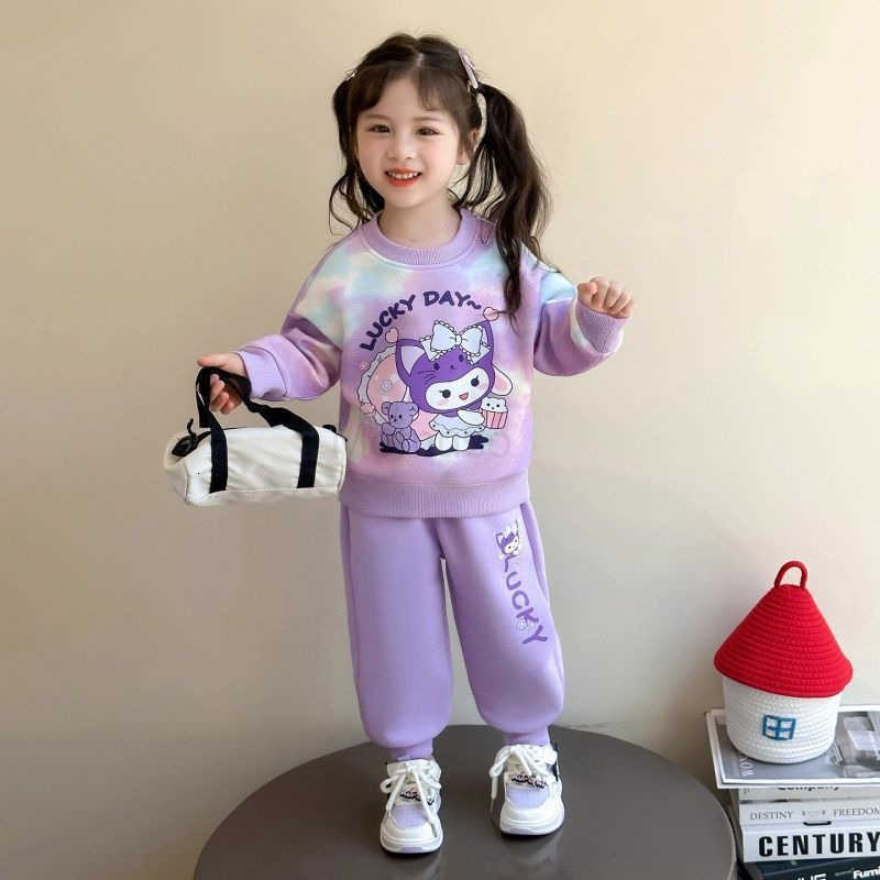 Sanrio New 2025 Girls Outfit Spring and Autumn Style Fashionable Childrens Clothing Kuromi Sweatshirt Autumn Two-Piece Set for Girls H251121