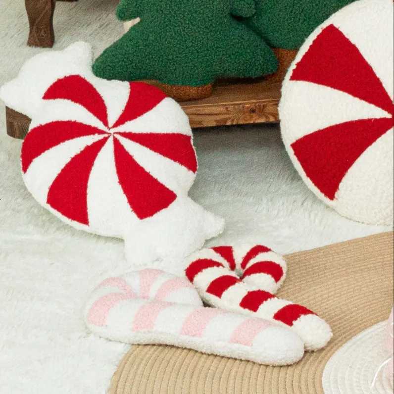 Christmas Cane Shaped Candy Creative Holiday Plush Cushion Doll Red and White Cane Sofa Backrest Atmosphere Decoration C251121