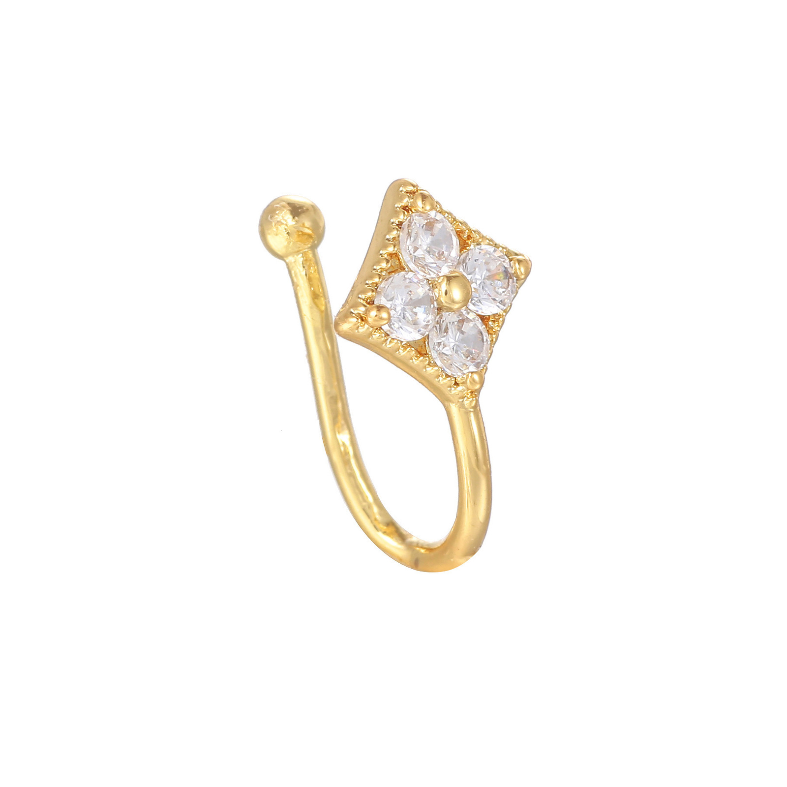 Personalized nose clip womens fashion flower micro inlaid zircon geometric fake nose ring U-shaped non piercing accessory 230906