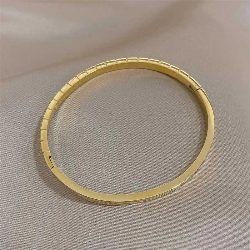 316L Stainless Steel New Fashion Fine Jewelry Minimalism Embedding Dazzling Zircon Charm Chain Bangle Bracelet For WomenW251121