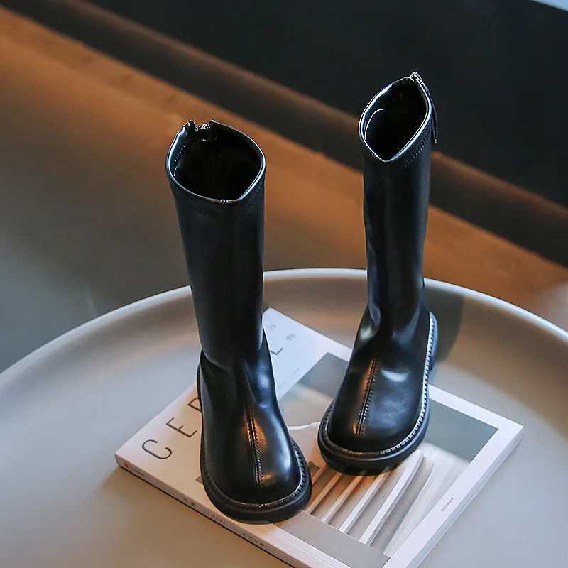 Girls High Boots 2023 Autumn and Spring New Japanese Style Princess Catwalk Leather Shoes Childrens Fashion Simple Non-slip PUW251121