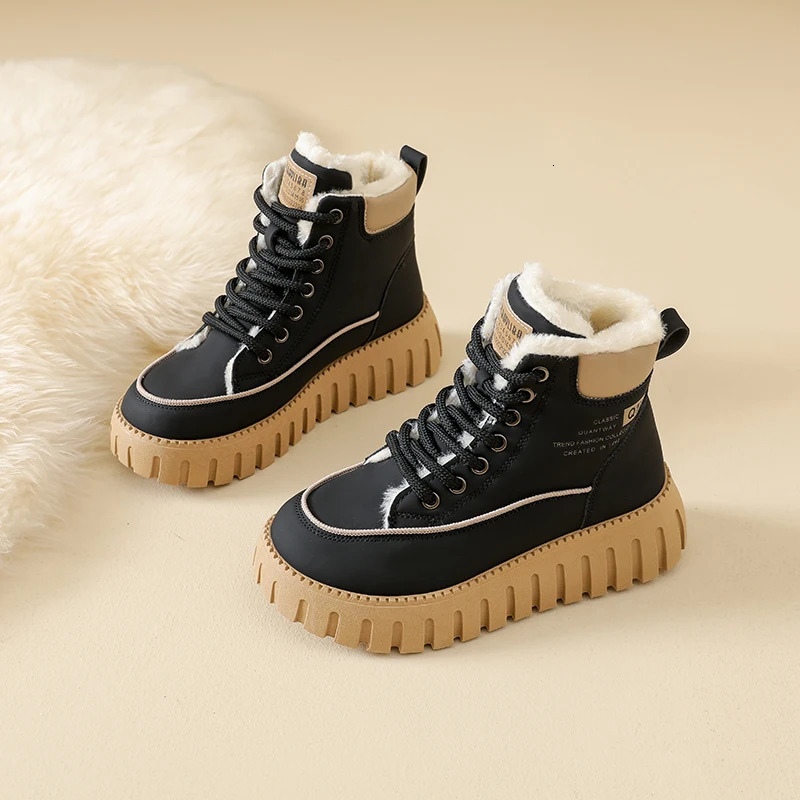 Winter cotton shoes hightop fleecelined sneakers snow boots fashionable and versatile KT2816 251121