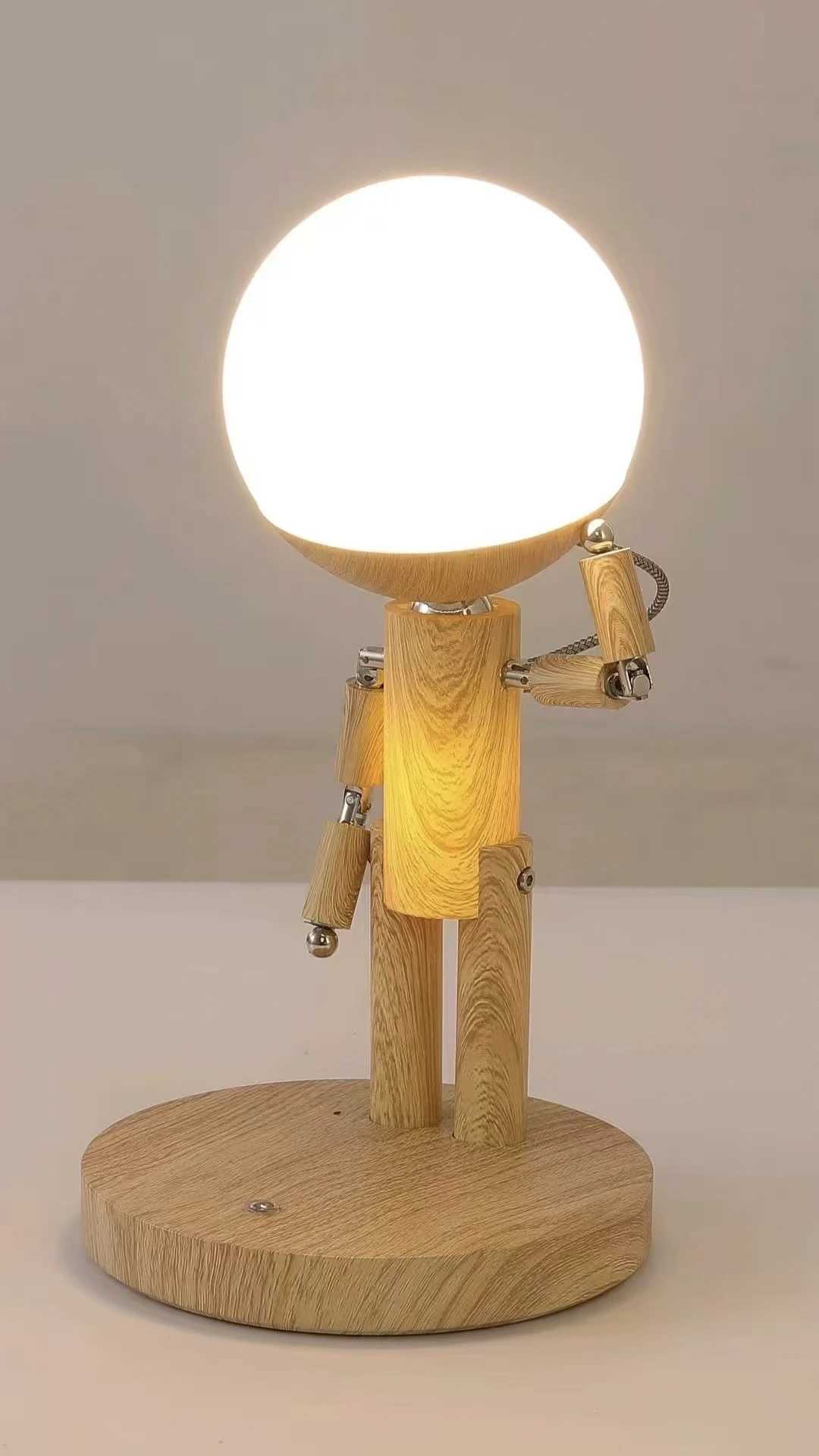 Creative Moon Desk Lamp Bedroom Living Room Atmosphere Decor Solid Wood Desktop Ornament Charging Moon Penalty Station Light C251121