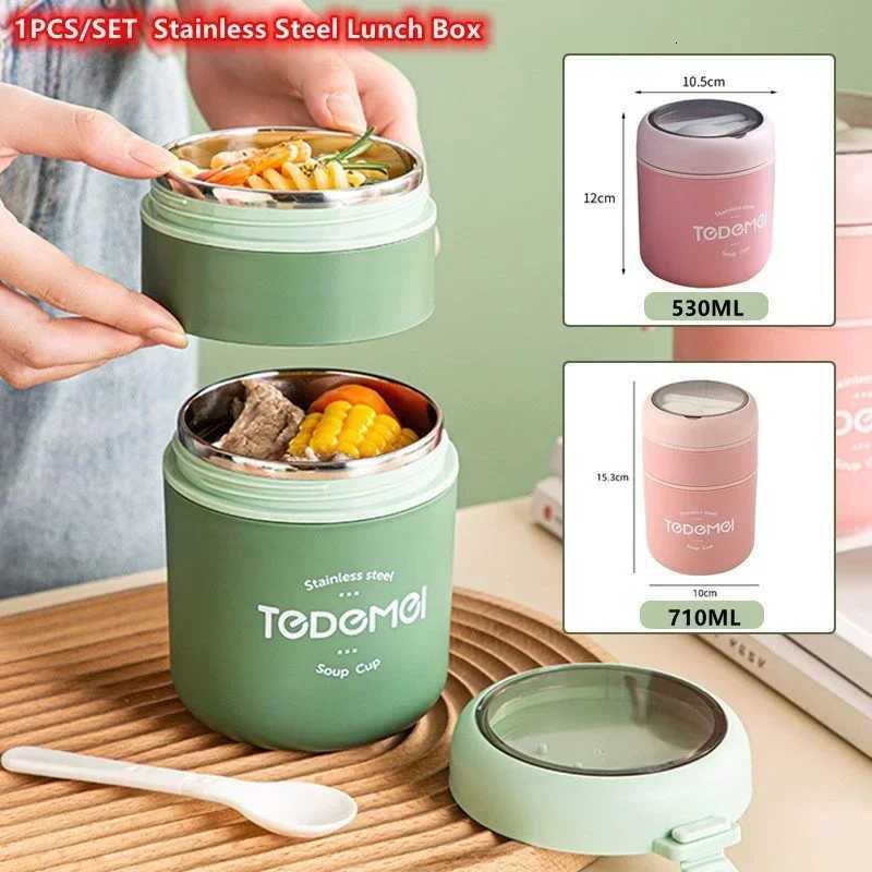 1PC Lunch Box Stainless Steel Thermal Insulation Soup Cup with SpoonM251121