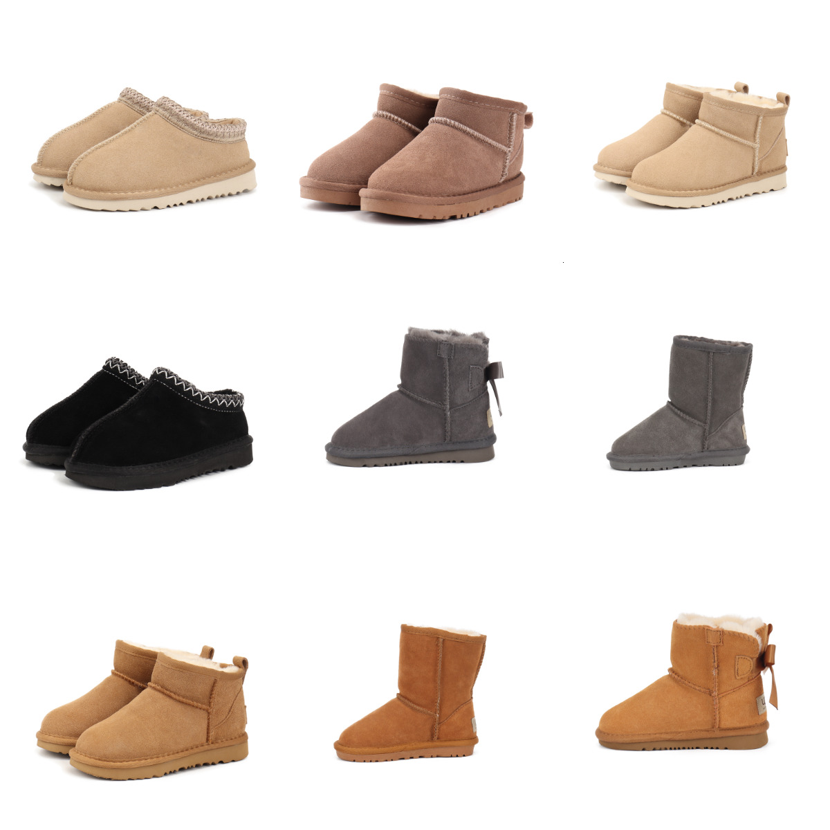 Designer Kids Snow Boots Classic Boys Girls Baby Tasman PlushToddler Grey Maroon Outdoor Shoes Women Children Winter Suede Super Ultra Mini Ankle Adult Boots S88