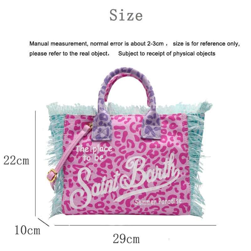 SAINT BARTH 2025 Spring/Summer New Women's Beach Large Capacity Leisure Travel Canvas Handmade Tassel Handbag Tote Bag