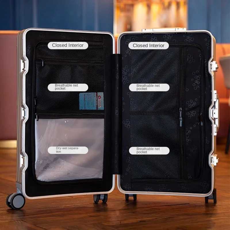 100 Aluminum Magnesium Alloy Suitcase 37 Large Capacity Luggage Metal Password Trolley Case 28/32/40 inch Aluminum Suitcase K251120