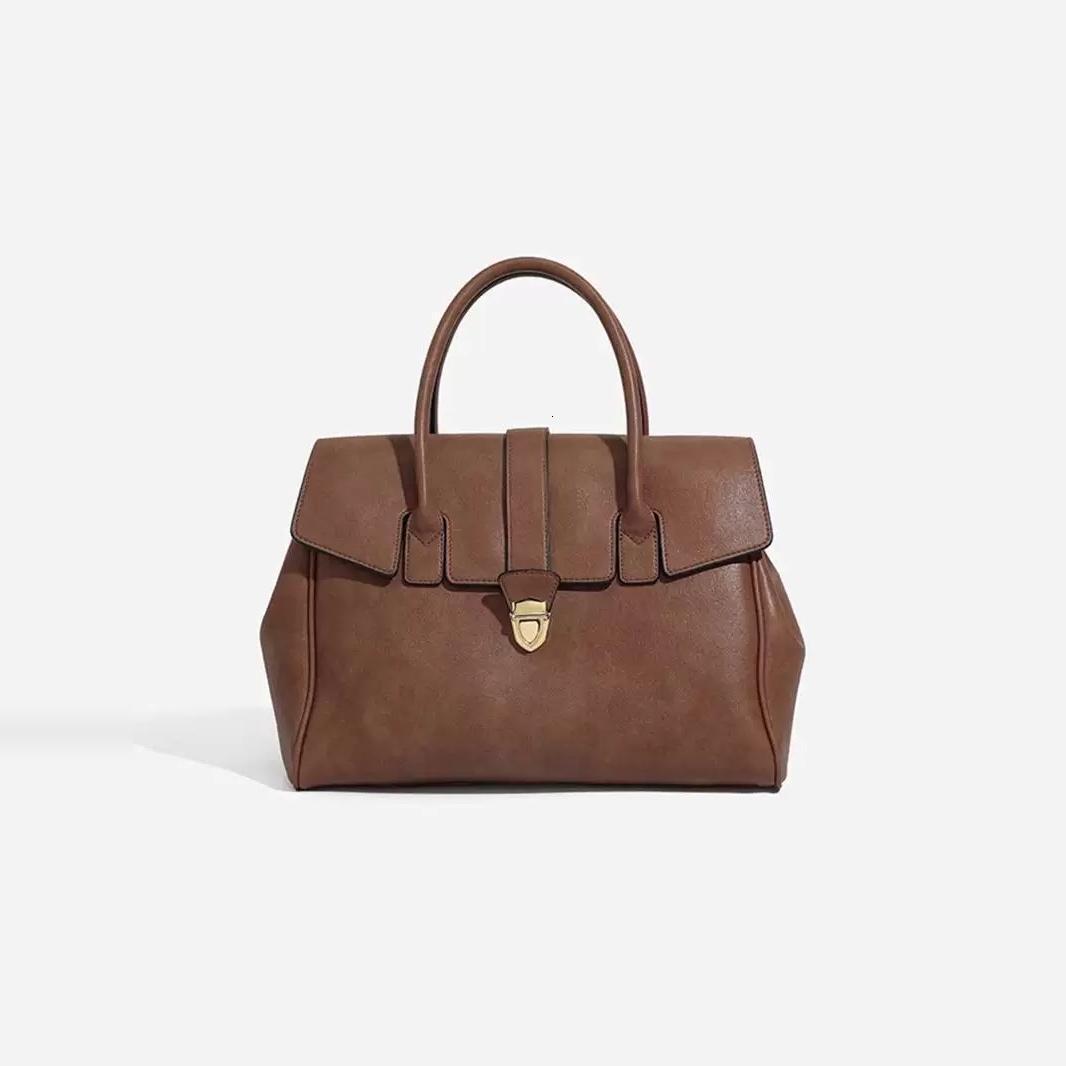 Designer Bag 476 Original Vegetable Tanned Top Layer Cowhide Hand-Held Briefcase, High Version Women's Leather Large Capacity Commuting Bag