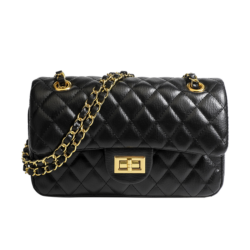 Free Shipping New Quilted Embroidery Stitch Small Square Bag, Women's Chain Strap Crossbody Shoulder Bag, Versatile Textured Purse