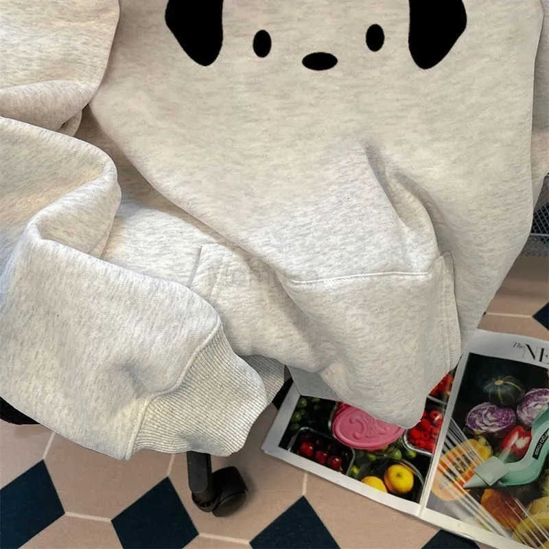 Sanrio Silver Fox Velvet Pure Cotton Hooded Sweatshirt for Women 2025 Autumn Winter American High Street Harajuku Couple Jacket Trendy Men H251121