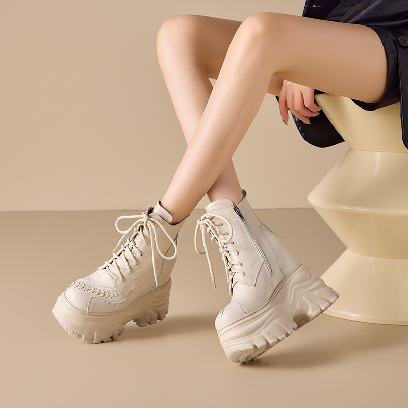 Christmas luxury gift shoes mini thick soled Martin boots niche light luxury fashion women's shoes autumn and winter new styles Western boots des