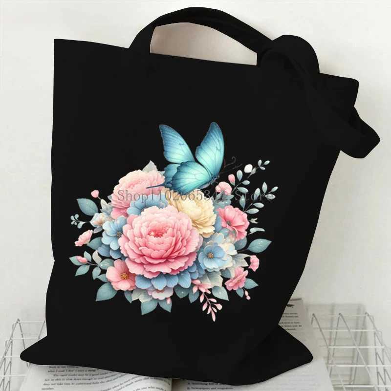 Beautiful Butterfly Print Handbags Women Fashion Aesthetics Tote Travel Foldable Storage Beach Canvas Watercolor Shoulder BagsT251121