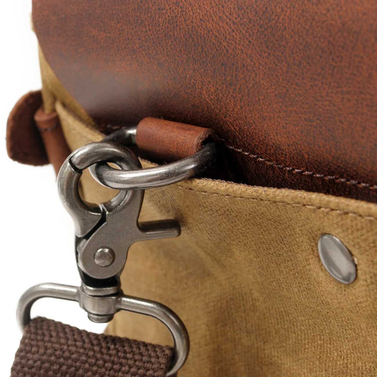 Fashion Vintage Oil Waxed Canvas With Crazy Horse Leather Briefcase European- MenS Bag Vintage Single Shoder Crossbody Tote Y251121
