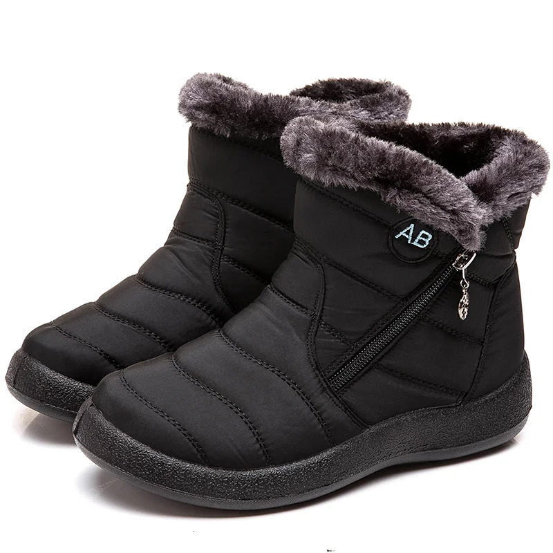 Womens Boots Keep Warm Ankle Fur Winter Shoes Woman Waterproof Snow Botas Mujer Comfortable Black Footwear 251121