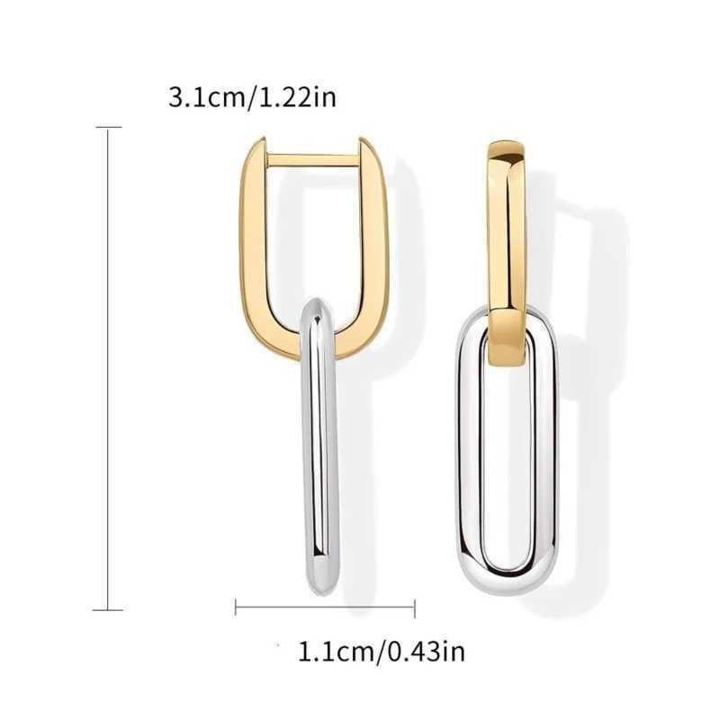 Womens Two tone U-shaped Hoop Earrings Exaggerated Hip Hop Punk Earrings Party Jewelry WholesaleXJ250421