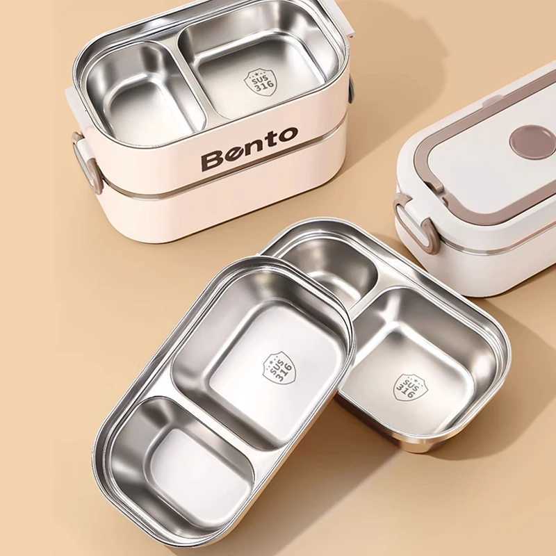 Stainless Steel Thermal Food Container With Bag Set Leakproof Travel Bento Box 1-3 Layer Kids School Lunch Box With CompartmentM251121
