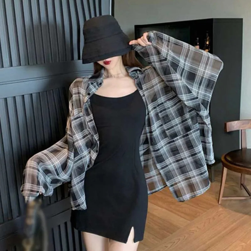Summer vintage plain weave loose casual chiffon long sleeved sun protection shirt suitable for summer casual lazy style thin cardigan 250418