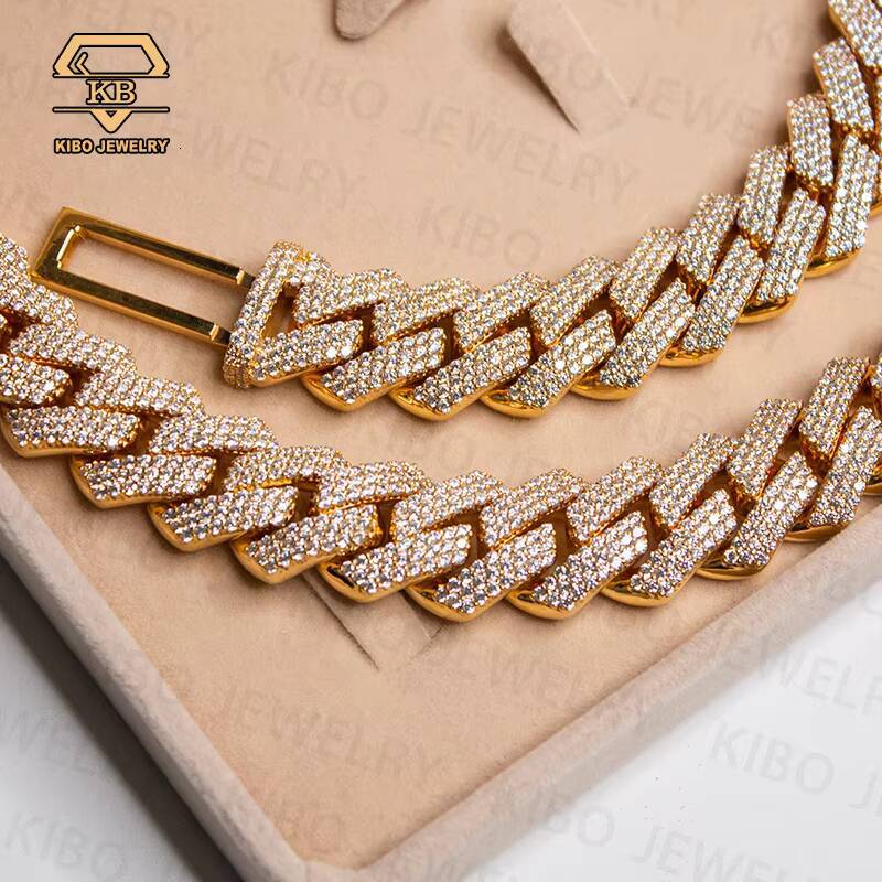 Real Pure 10K 14K Solid Gold Cuban Link Chain for Mens Hip Hop Iced Out Moissanite Cuban Link Necklace Miami Chains