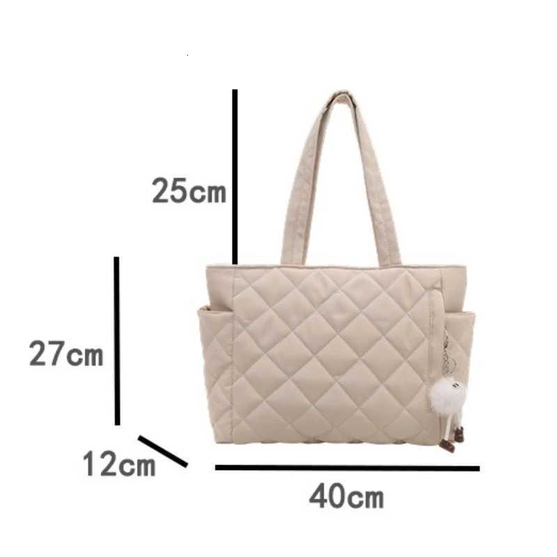 New Nylon Shoulder Bag College Students Large Capacity Lightweight Tote Bag Diamond Lattice Commuting and Class HandbagT251121