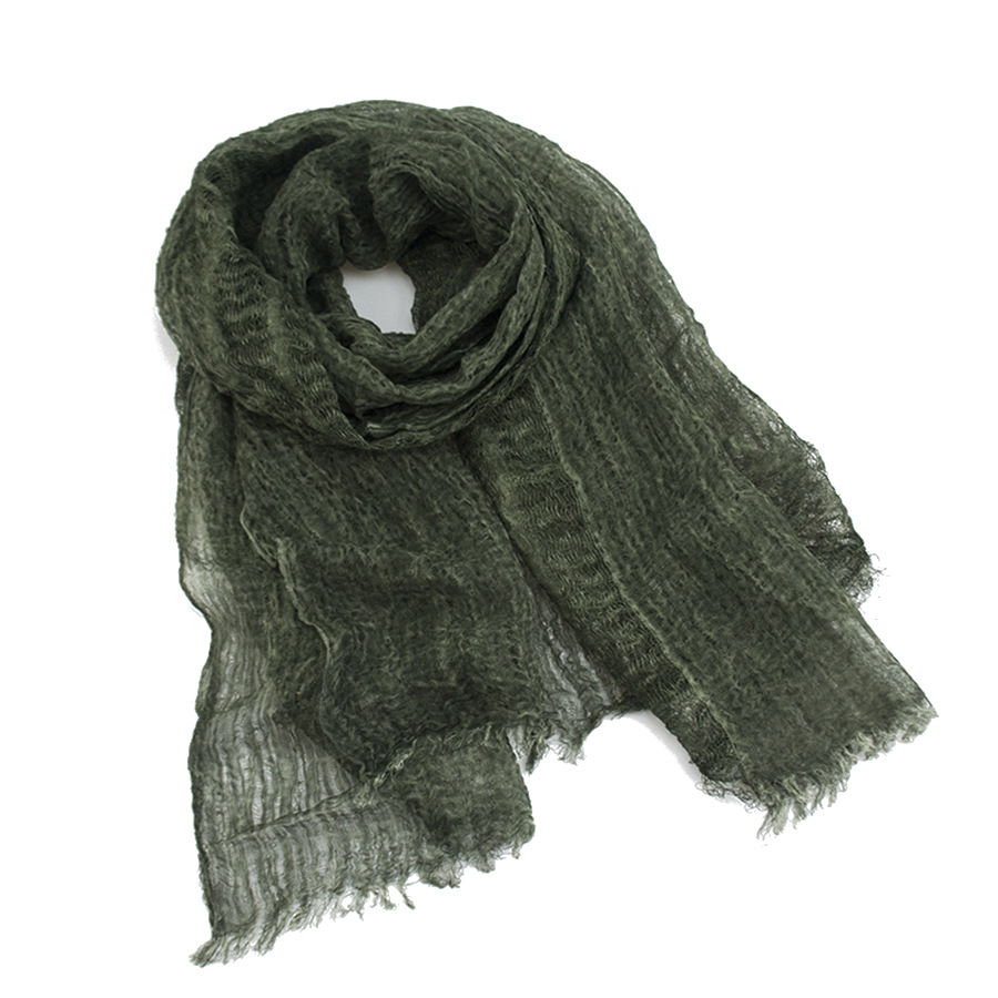 K939 2024 spring and summer thin solid color linen scarf tie-dye retro style women's scarf tassel decorative sunscreen shawl