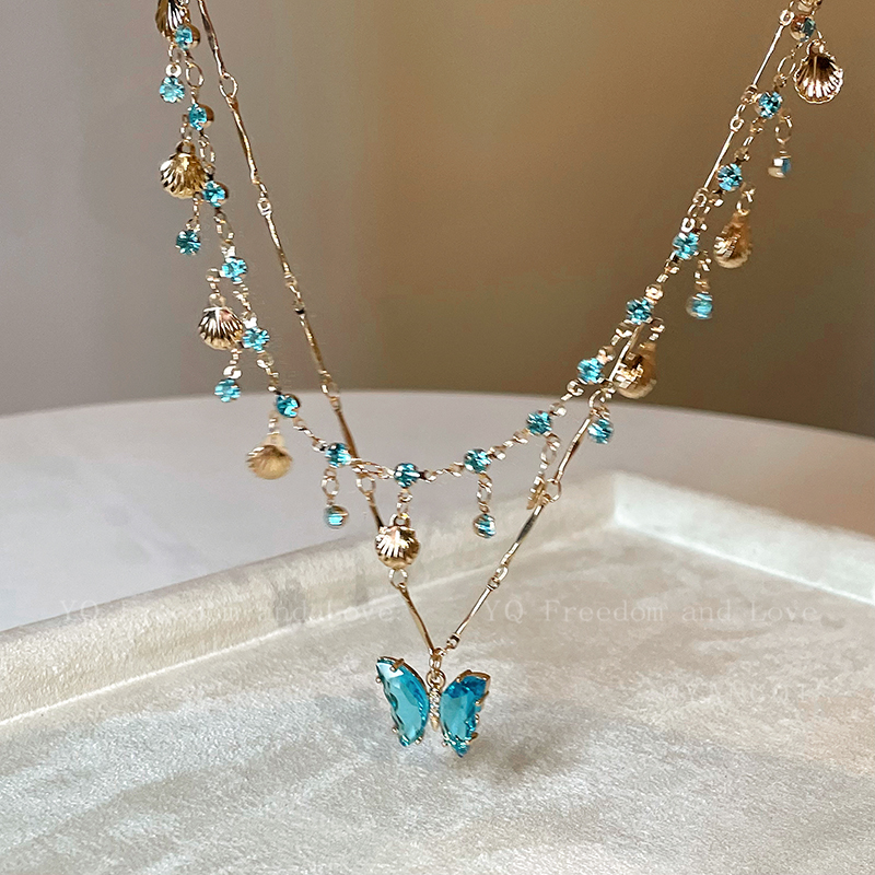 Zircon Double Layered Stacked Necklace For Women Temperament Clavicle Chain Jewelry Crystal Choker Free shipping