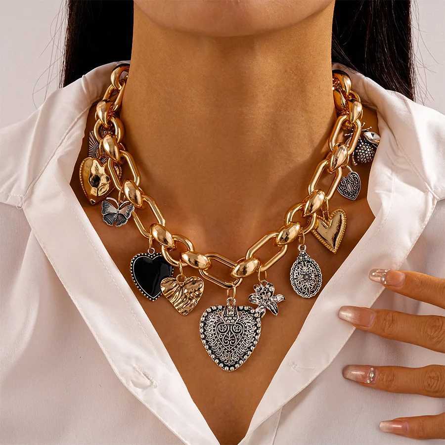 Womens Fashion Heart Pendant Necklace ZAA Jewelry Gold Plated Cube Chain Necklace Female Punk Accessories Birthday GiftsXJ251121