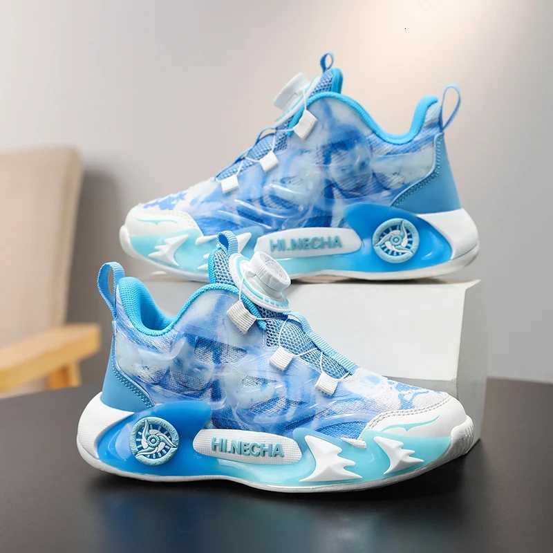 Children Sports Shoes Rotating Buckle Mesh Breathable Casual Outdoor Wear-Resistant Comfortable Flat Sneakers for KidsW251121