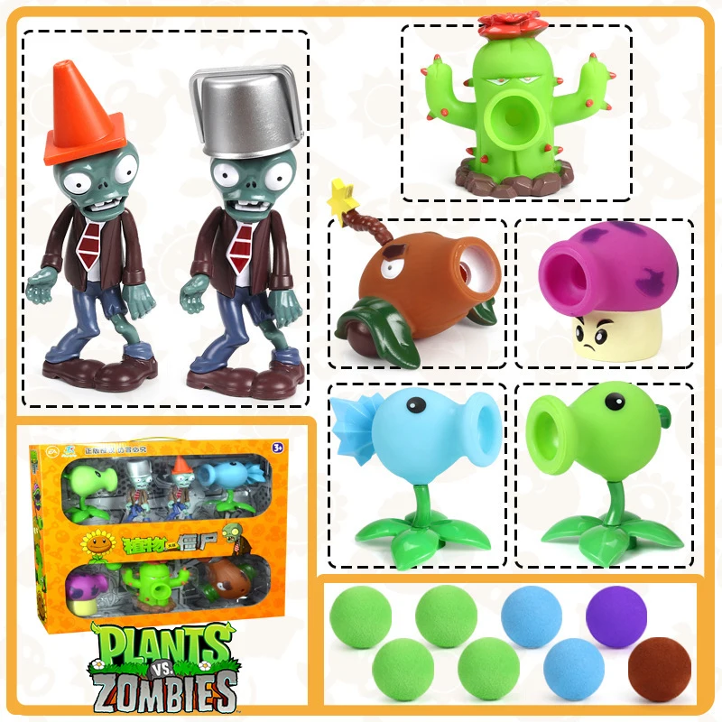 Plants Vs Zombies Licensed Peashooter Battle Figure Set Non-Toxic PVC Role Play Toys Bulk Stock Kids Birthday Party Favors Gifts