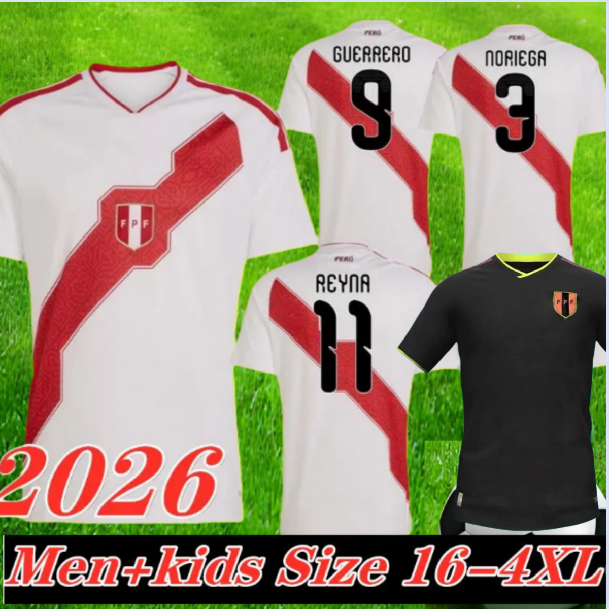 3XL 4XL 2026 Peru soccer jersey 25 26 27 pena YOTUN Inga REYNA GUERRERO La Bicolor Seleccion national team football shirt