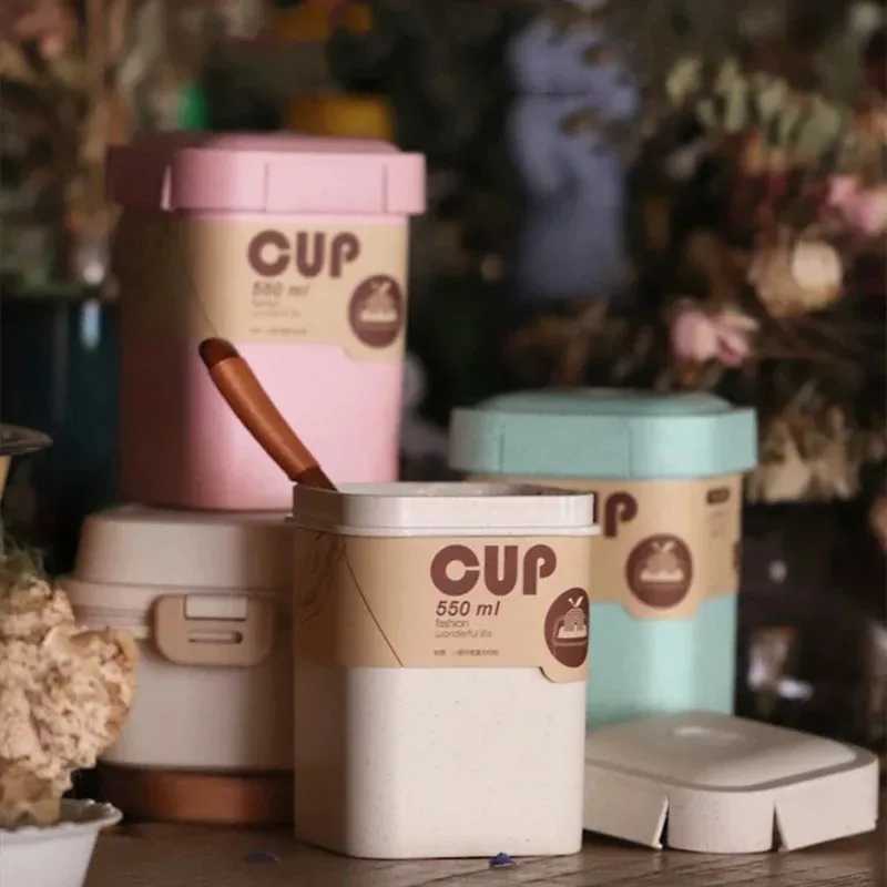 1Pc Portable Microwavable Lunch Box Eco-Friendly Wheat Straw Bento Box Kitchen Food Container Lunch Box Home AccessoriesM251121