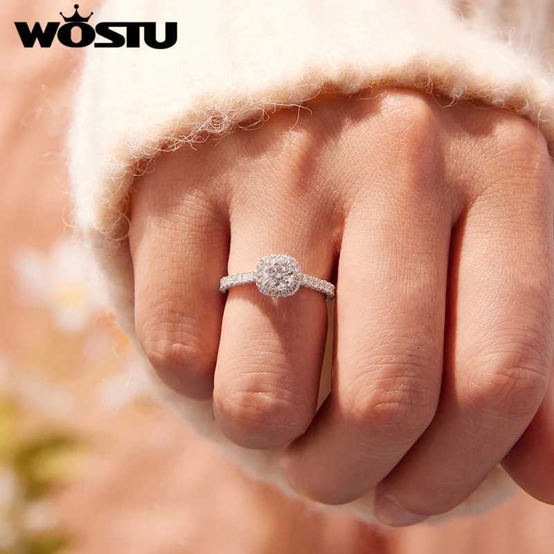 WOSTU 05CT Moissanite Solitaire Engagement Ring for Women 925 Silver Diamond Cut Wedding Promise Rings Multi Gems Band AnillosT251121