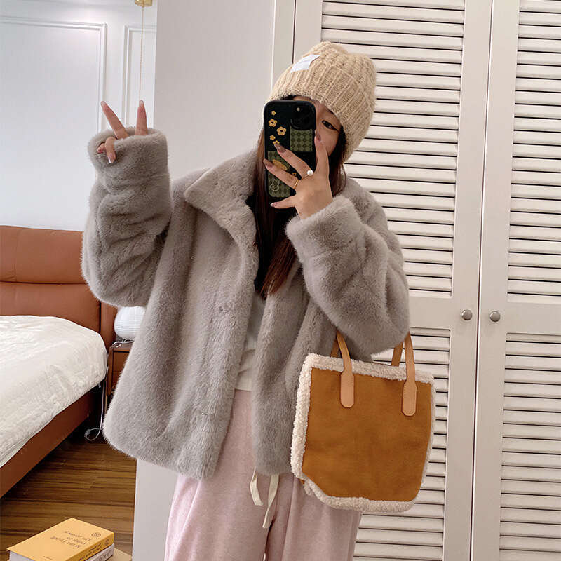 Short Luxurious Mink European Stand Collar Faux Coat EcoFriendly Fur Women's Autumn Winter New Arrival