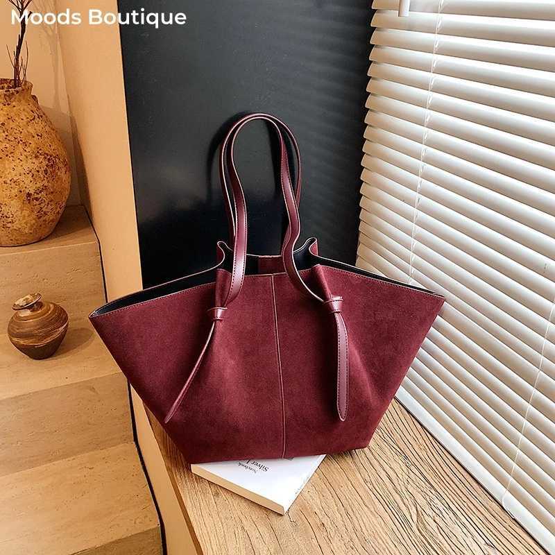 2025 Autumn New Branded Big Tote Bag Set For Wen PU Suede Pure Color 2-IN-1 Large Capacity Shoder Shoppers Designer Handbags Y251121